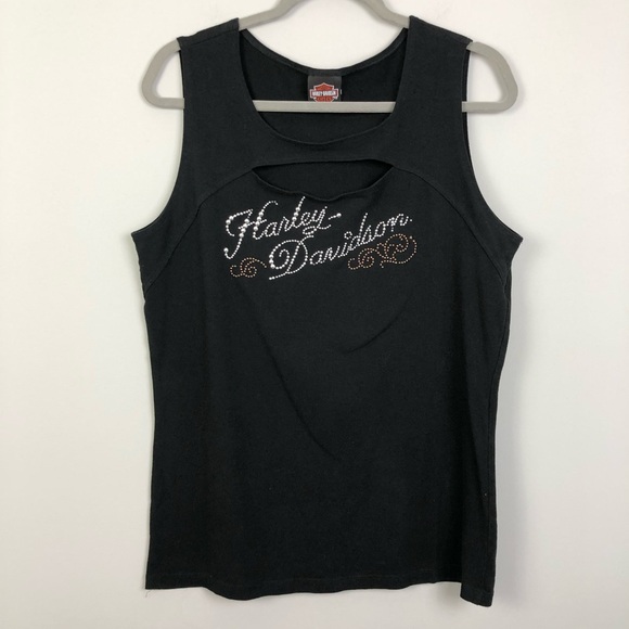 Black studded Harley Davidson top - Picture 7 of 7